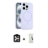 MARSİLYAN™- iPhone 14 Pro Max Kılıf Yankı Form Serisi - Şeffaf Pasifik Cam Ekran Koruyucu + PVD Metal Kamera Lens - TU
