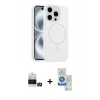 MARSİLYAN™- iPhone 14 Pro Max Kılıf Yankı Form Serisi - Şeffaf Royal Nano Ekran Koruyucu + Bilvis Titan Kamera Lens - GD
