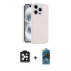 MARSİLYAN™- iPhone 14 Pro Max Kılıf Yankı Form Serisi - Siyah 18D Cam Ekran Koruyucu + PVD Metal Kamera Lens - TU