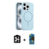 MARSİLYAN™- iPhone 14 Pro Max Kılıf Yankı Form Serisi - Siyah 18D Cam Ekran Koruyucu + PVD Metal Kamera Lens - TU