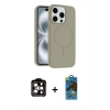 MARSİLYAN™- iPhone 14 Pro Max Kılıf Yankı Form Serisi - Siyah 18D Cam Ekran Koruyucu + PVD Metal Kamera Lens - TU
