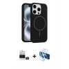 MARSİLYAN™- iPhone 14 Pro Max Kılıf Yankı Form Serisi - Siyah 3D Antistatik Cam Ekran Koruyucu + Bilvis Titan Kamera Lens - GD