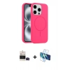 MARSİLYAN™- iPhone 14 Pro Max Kılıf Yankı Form Serisi - Siyah 3D Antistatik Cam Ekran Koruyucu + Bilvis Titan Kamera Lens - SH