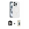 MARSİLYAN™- iPhone 14 Pro Max Kılıf Yankı Form Serisi - Siyah 6D Mat Seramik Hayalet Nano Ekran Koruyucu + PVD Metal Kamera Lens - TU
