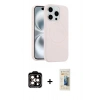 MARSİLYAN™- iPhone 14 Pro Max Kılıf Yankı Form Serisi - Siyah 6D Mat Seramik Hayalet Nano Ekran Koruyucu + PVD Metal Kamera Lens - TU