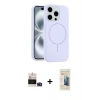 MARSİLYAN™- iPhone 14 Pro Max Kılıf Yankı Form Serisi - Siyah 6D Mat Seramik Hayalet Nano Ekran Koruyucu + Derin Mor Bilvis Titan Kamera Lens