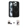 MARSİLYAN™- iPhone 14 Pro Max Kılıf Yankı Form Serisi - Siyah Bilvis 3D Mat Cam Ekran Koruyucu + Bilvis Titan Kamera Lens - SH