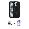 MARSİLYAN™- iPhone 14 Pro Max Kılıf Yankı Form Serisi - Siyah Bilvis 5in1 3D Magic Cam Ekran Koruyucu + Derin Mor Bilvis Titan Kamera Lens