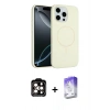 MARSİLYAN™- iPhone 14 Pro Max Kılıf Yankı Form Serisi - Siyah Bilvis 5in1 3D Magic Cam Ekran Koruyucu + PVD Metal Kamera Lens - TU