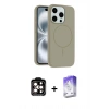 MARSİLYAN™- iPhone 14 Pro Max Kılıf Yankı Form Serisi - Siyah Bilvis 5in1 3D Magic Cam Ekran Koruyucu + PVD Metal Kamera Lens - TU