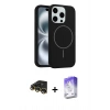 MARSİLYAN™- iPhone 14 Pro Max Kılıf Yankı Form Serisi - Siyah Bilvis 5in1 3D Magic Cam Ekran Koruyucu + Raze Metal Kamera Lens - GD