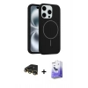 MARSİLYAN™- iPhone 14 Pro Max Kılıf Yankı Form Serisi - Siyah Bilvis 5in1 5D Magic Hayalet Cam Ekran Koruyucu + Raze Metal Kamera Lens - GD