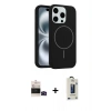 MARSİLYAN™- iPhone 14 Pro Max Kılıf Yankı Form Serisi - Siyah Bilvis Hayalet Cam Ekran Koruyucu + Bilvis Titan Kamera Lens - SH