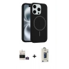 MARSİLYAN™- iPhone 14 Pro Max Kılıf Yankı Form Serisi - Siyah Bilvis Hayalet Cam Ekran Koruyucu + Bilvis Titan Kamera Lens - GD