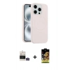 MARSİLYAN™- iPhone 14 Pro Max Kılıf Yankı Form Serisi - Siyah Buffer Cam Ekran Koruyucu + Gümüş Bilvis Titan Kamera Lens