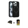 MARSİLYAN™- iPhone 14 Pro Max Kılıf Yankı Form Serisi - Siyah Buffer Cam Ekran Koruyucu + Raze Metal Kamera Lens - GD