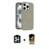 MARSİLYAN™- iPhone 14 Pro Max Kılıf Yankı Form Serisi - Siyah Buffer Cam Ekran Koruyucu + Turuncu PVD Metal Kamera Lens
