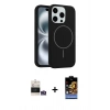 MARSİLYAN™- iPhone 14 Pro Max Kılıf Yankı Form Serisi - Siyah Buffer Hayalet Cam Ekran Koruyucu + Bilvis Titan Kamera Lens - GS