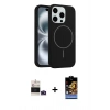 MARSİLYAN™- iPhone 14 Pro Max Kılıf Yankı Form Serisi - Siyah Buffer Hayalet Cam Ekran Koruyucu + Bilvis Titan Kamera Lens - DNMR