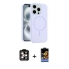 MARSİLYAN™- iPhone 14 Pro Max Kılıf Yankı Form Serisi - Siyah Buffer Hayalet Cam Ekran Koruyucu + PVD Metal Kamera Lens - TU