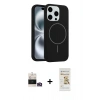 MARSİLYAN™- iPhone 14 Pro Max Kılıf Yankı Form Serisi - Siyah Mat Seramik Nano Ekran Koruyucu + Bilvis Titan Kamera Lens - GD