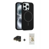 MARSİLYAN™- iPhone 14 Pro Max Kılıf Yankı Form Serisi - Siyah Mat Seramik Nano Ekran Koruyucu + Gold Raze Metal Kamera Lens