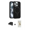 MARSİLYAN™- iPhone 14 Pro Max Kılıf Yankı Form Serisi - Siyah Mat Seramik Nano Ekran Koruyucu + Raze Metal Kamera Lens - GS