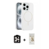 MARSİLYAN™- iPhone 14 Pro Max Kılıf Yankı Form Serisi - Siyah Mat Seramik Nano Ekran Koruyucu + PVD Metal Kamera Lens - TU