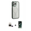 MARSİLYAN™- iPhone 14 Pro Max Kılıf Yankı Işık Özel Seri - Şeffaf 360 Full Body Arka Koruyucu + Bilvis Titan Kamera Lens - GD