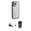 MARSİLYAN™- iPhone 14 Pro Max Kılıf Yankı Işık Özel Seri - Şeffaf 360 Full Body Arka Koruyucu + Bilvis Titan Kamera Lens - GS