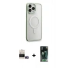 MARSİLYAN™- iPhone 14 Pro Max Kılıf Yankı Işık Özel Seri - Şeffaf 360 Full Body Arka Koruyucu + Bilvis Titan Kamera Lens - GS