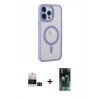 MARSİLYAN™- iPhone 14 Pro Max Kılıf Yankı Işık Özel Seri - Şeffaf 360 Full Body Arka Koruyucu + Bilvis Titan Kamera Lens - SH