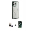 MARSİLYAN™- iPhone 14 Pro Max Kılıf Yankı Işık Özel Seri - Şeffaf 360 Full Body Arka Koruyucu + Bilvis Titan Kamera Lens - SH