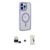 MARSİLYAN™- iPhone 14 Pro Max Kılıf Yankı Işık Özel Seri - Şeffaf Pasifik Cam Ekran Koruyucu + Bilvis Titan Kamera Lens - SH