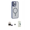 MARSİLYAN™- iPhone 14 Pro Max Kılıf Yankı Işık Özel Seri - Şeffaf Pasifik Cam Ekran Koruyucu + Bilvis Titan Kamera Lens - SH