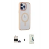 MARSİLYAN™- iPhone 14 Pro Max Kılıf Yankı Işık Özel Seri - Şeffaf Pasifik Cam Ekran Koruyucu + Bilvis Titan Kamera Lens - GS