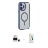MARSİLYAN™- iPhone 14 Pro Max Kılıf Yankı Işık Özel Seri - Şeffaf Pasifik Cam Ekran Koruyucu + Bilvis Titan Kamera Lens - DNMR