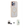 MARSİLYAN™- iPhone 14 Pro Max Kılıf Yankı Işık Özel Seri - Şeffaf Pasifik Cam Ekran Koruyucu + Bilvis Titan Kamera Lens - DNMR