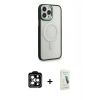 MARSİLYAN™- iPhone 14 Pro Max Kılıf Yankı Işık Özel Seri - Şeffaf Pasifik Cam Ekran Koruyucu + PVD Metal Kamera Lens - TU