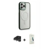 MARSİLYAN™- iPhone 14 Pro Max Kılıf Yankı Işık Özel Seri - Şeffaf Pasifik Cam Ekran Koruyucu + Raze Metal Kamera Lens - GS