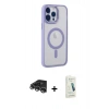 MARSİLYAN™- iPhone 14 Pro Max Kılıf Yankı Işık Özel Seri - Şeffaf Pasifik Cam Ekran Koruyucu + Raze Metal Kamera Lens - GS