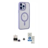 MARSİLYAN™- iPhone 14 Pro Max Kılıf Yankı Işık Özel Seri - Şeffaf Royal Nano Ekran Koruyucu + Bilvis Titan Kamera Lens - GS