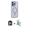 MARSİLYAN™- iPhone 14 Pro Max Kılıf Yankı Işık Özel Seri - Şeffaf Royal Nano Ekran Koruyucu + PVD Metal Kamera Lens - TU