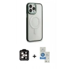 MARSİLYAN™- iPhone 14 Pro Max Kılıf Yankı Işık Özel Seri - Şeffaf Royal Nano Ekran Koruyucu + PVD Metal Kamera Lens - TU