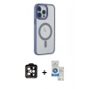 MARSİLYAN™- iPhone 14 Pro Max Kılıf Yankı Işık Özel Seri - Şeffaf Royal Nano Ekran Koruyucu + PVD Metal Kamera Lens - TU