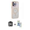 MARSİLYAN™- iPhone 14 Pro Max Kılıf Yankı Işık Özel Seri - Şeffaf Royal Nano Ekran Koruyucu + PVD Metal Kamera Lens - TU