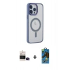 MARSİLYAN™- iPhone 14 Pro Max Kılıf Yankı Işık Özel Seri - Siyah 18D Cam Ekran Koruyucu + Bilvis Titan Kamera Lens - SH