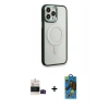 MARSİLYAN™- iPhone 14 Pro Max Kılıf Yankı Işık Özel Seri - Siyah 18D Cam Ekran Koruyucu + Bilvis Titan Kamera Lens - SH