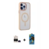 MARSİLYAN™- iPhone 14 Pro Max Kılıf Yankı Işık Özel Seri - Siyah 18D Cam Ekran Koruyucu + Bilvis Titan Kamera Lens - SH