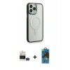 MARSİLYAN™- iPhone 14 Pro Max Kılıf Yankı Işık Özel Seri - Siyah 18D Cam Ekran Koruyucu + Bilvis Titan Kamera Lens - GS